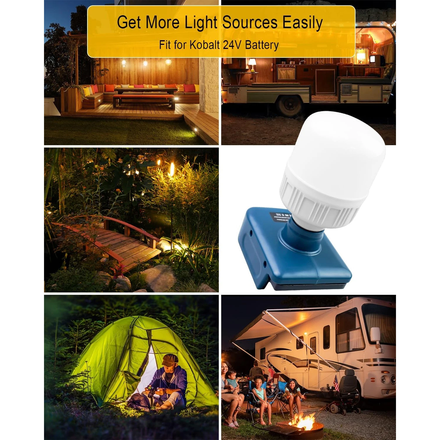 Cordless LED Work Light Fit for Makita/Dewalt/Milwuakee 18 V Battery,LED Bulb Flashlight for Indoor Outdoor Job Site Lighting