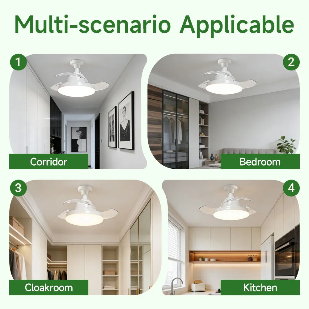 Ceiling Fan Light Suitable For E27 Base Bedroom Fan Lamp With Remote Control Fan Chandelier for Living Room Decor Fan Light