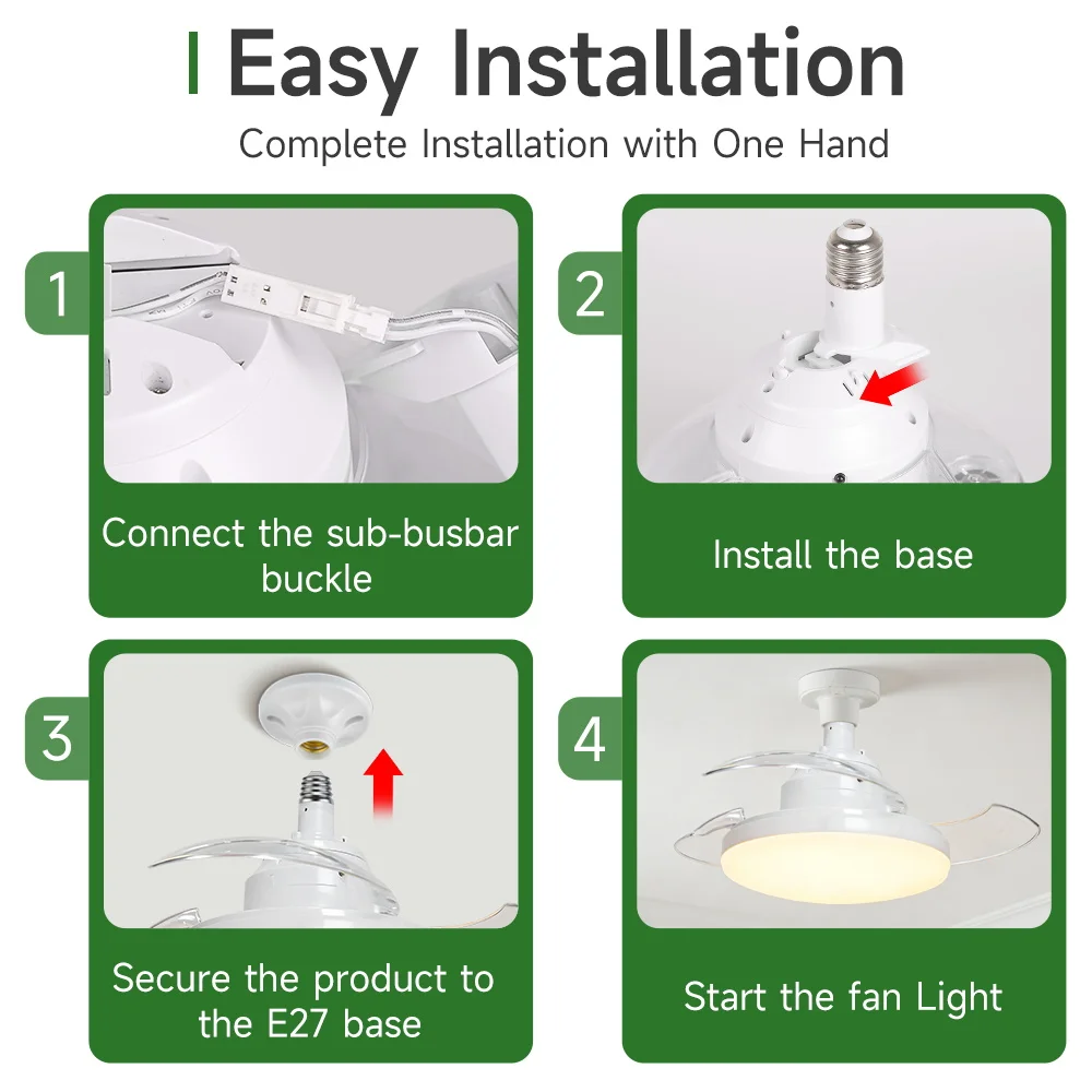 Ceiling Fan Light Suitable For E27 Base Bedroom Fan Lamp With Remote Control Fan Chandelier for Living Room Decor Fan Light