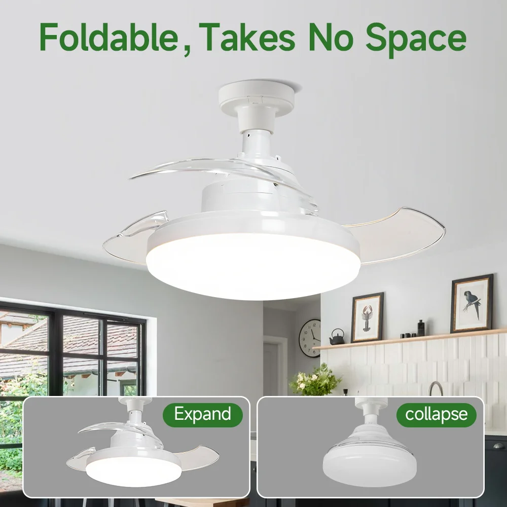 Ceiling Fan Light Suitable For E27 Base Bedroom Fan Lamp With Remote Control Fan Chandelier for Living Room Decor Fan Light