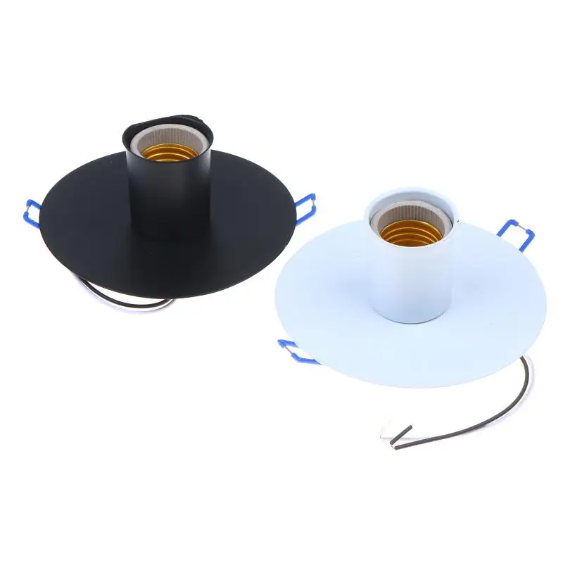 E27 Socket Ceramic Lamp Holder With Metal Cap Spring Bracket E27 Cassette Lamp Base Surface Mounted Embedded Spring Lamp Holder