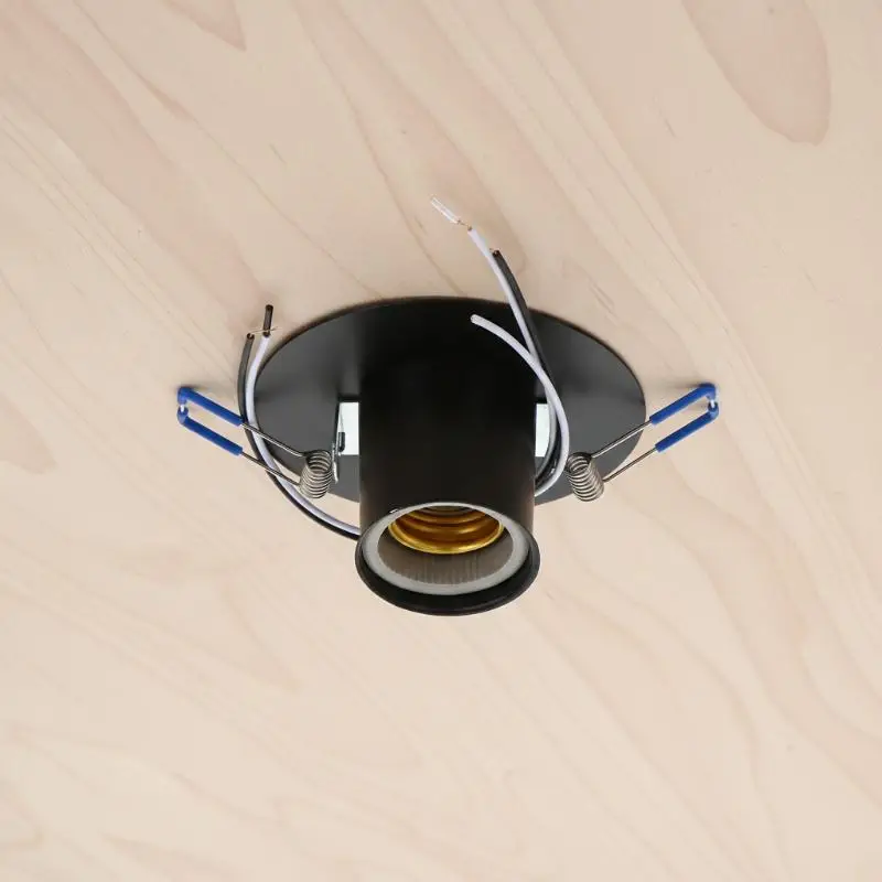 E27 Socket Ceramic Lamp Holder With Metal Cap Spring Bracket E27 Cassette Lamp Base Surface Mounted Embedded Spring Lamp Holder