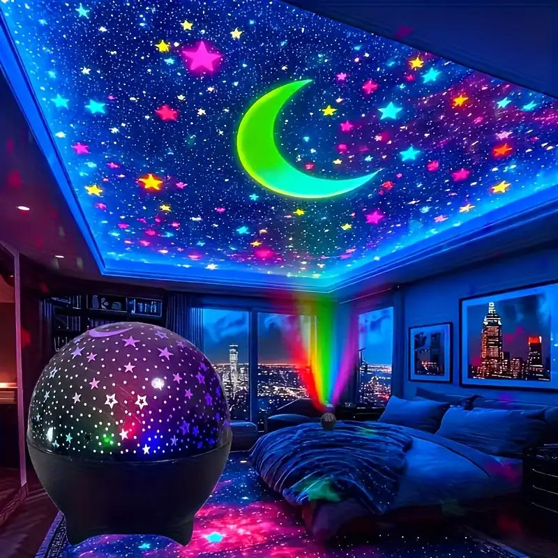 RGB Night Lights LED Projector Light Starry Moon Galaxy Projection Lamp 5V USB For Kids Present Christmas Gift Room Decorations.
