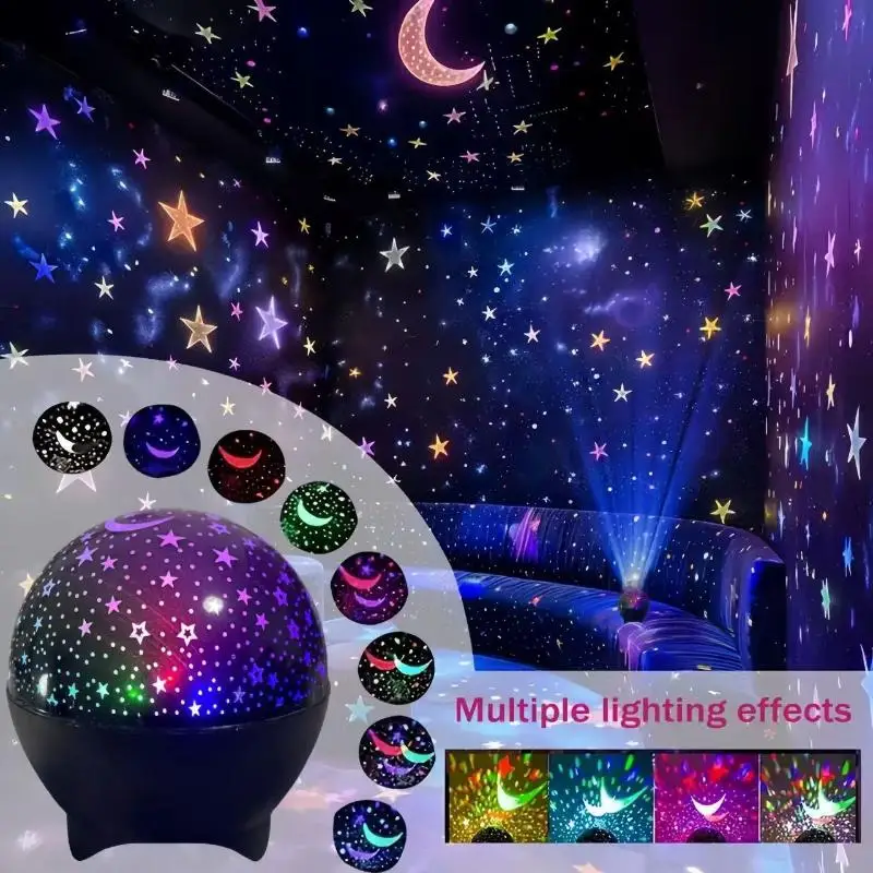 RGB Night Lights LED Projector Light Starry Moon Galaxy Projection Lamp 5V USB For Kids Present Christmas Gift Room Decorations.