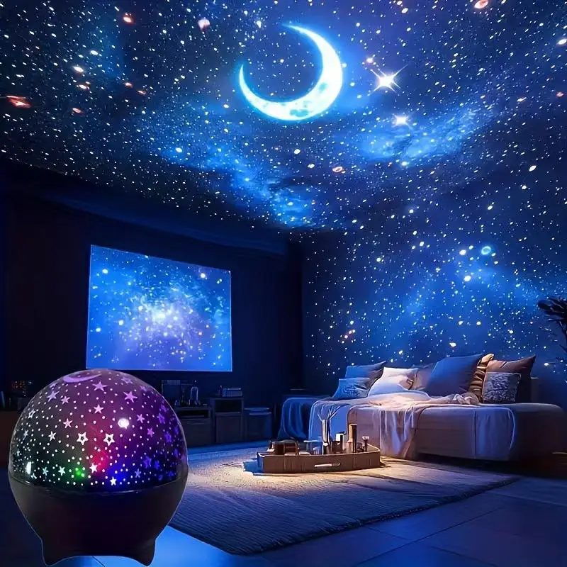 RGB Night Lights LED Projector Light Starry Moon Galaxy Projection Lamp 5V USB For Kids Present Christmas Gift Room Decorations.