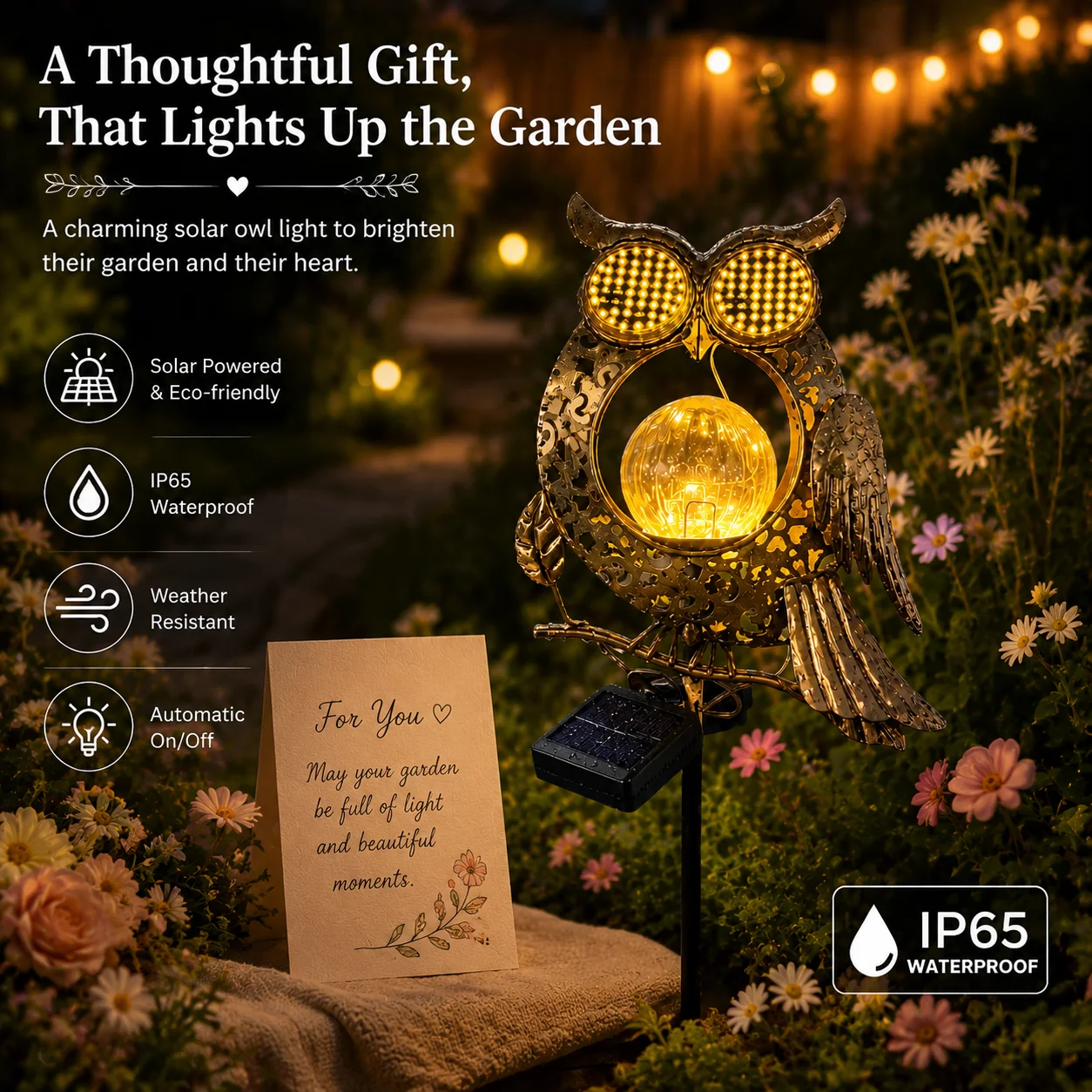 Owl Ground Plug Lights LED Garden Decorative Lights Festive Gift Outdoor Lighting Solar Powered Garden Ornaments