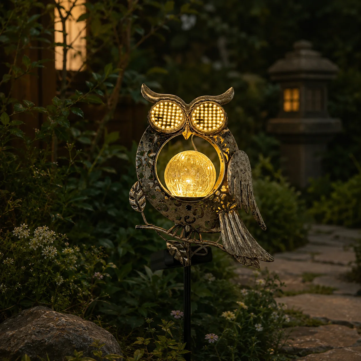 Owl Ground Plug Lights LED Garden Decorative Lights Festive Gift Outdoor Lighting Solar Powered Garden Ornaments