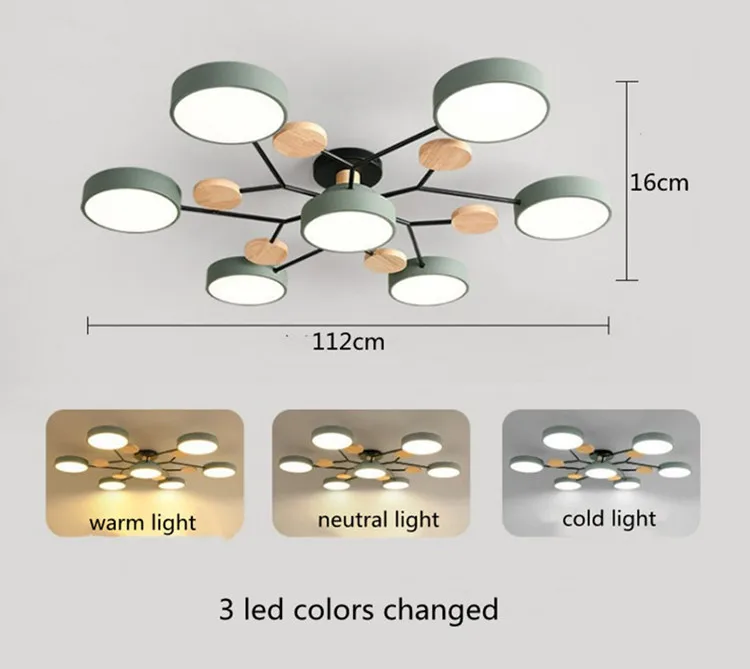 Modern Living Room Ceiling Chandelier Light Three Colors Changed LED Ceiling Lights for Bedroom Dining Room 220V Ceiling Lamps