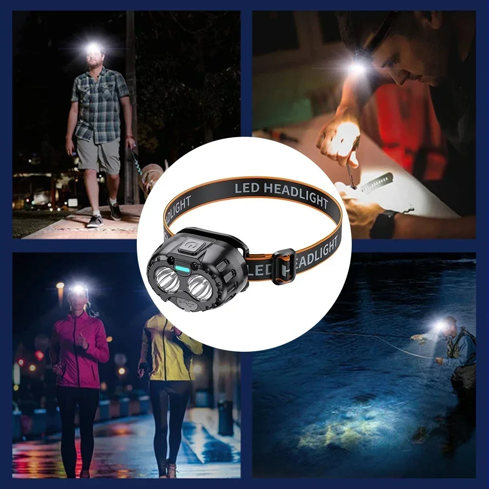 Induction Headlamps Mini LED Charging Headlight Camping Flashlight Led Head-Mounted Strong Light Fishing Portable Torch Lamp