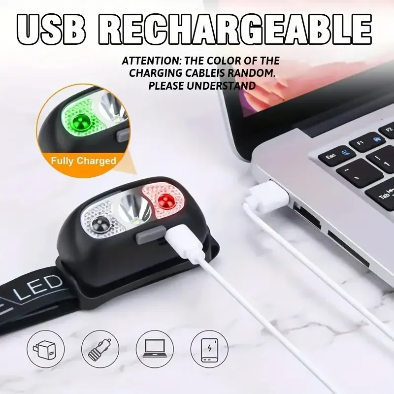 Induction Headlamps Mini LED Charging Headlight Camping Flashlight Led Head-Mounted Strong Light Fishing Portable Torch Lamp