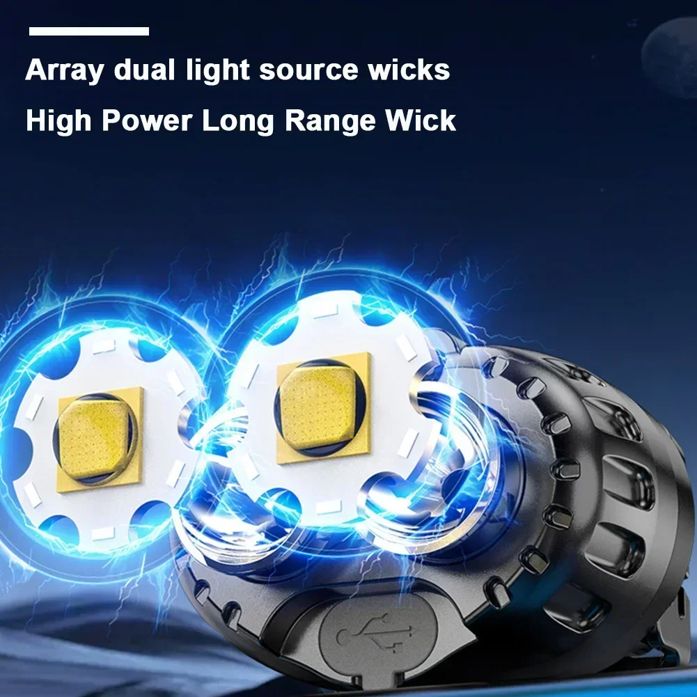 Induction Headlamps Mini LED Charging Headlight Camping Flashlight Led Head-Mounted Strong Light Fishing Portable Torch Lamp