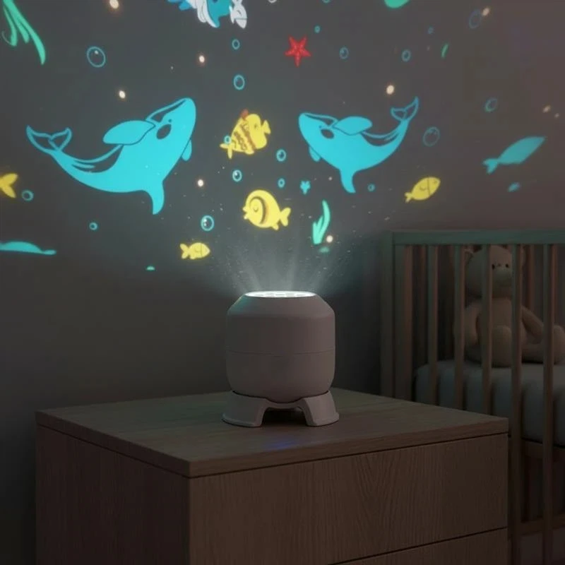 LED Ocean Projector Light, 360° Rotating Dynamic Night Light USB Ambient Light