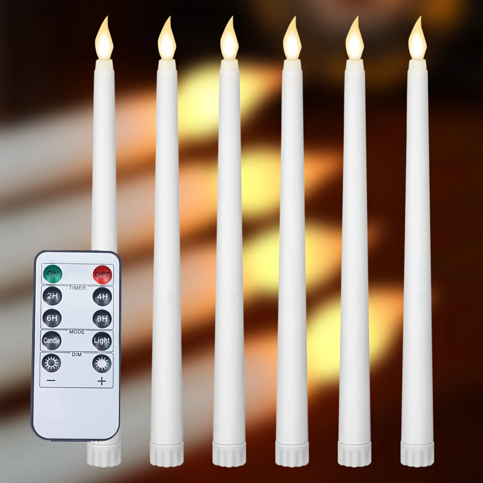 3/6Pcs LED Flameless Electronic Candles Battery Powered Taper Long Candle Light for Party Wedding Home Decoration Flashing Lamp