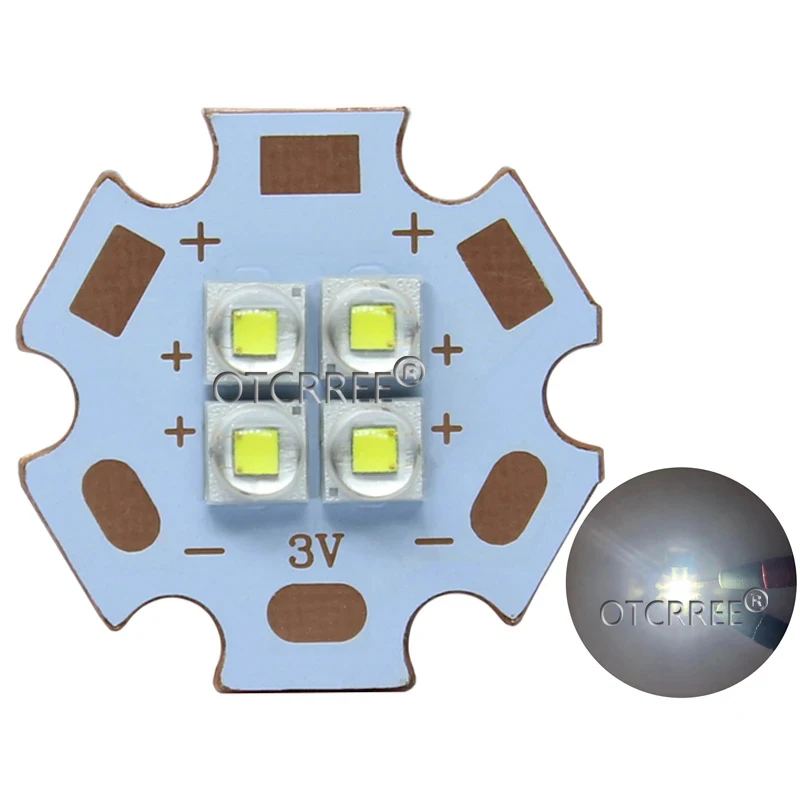 XPE2 XP-E2 4Chips 4LED 3V6V12V 10W12W Cool Neutral Warm White Red Blue Green HighPower LED Emitter Diode on 20mm Copper PCB