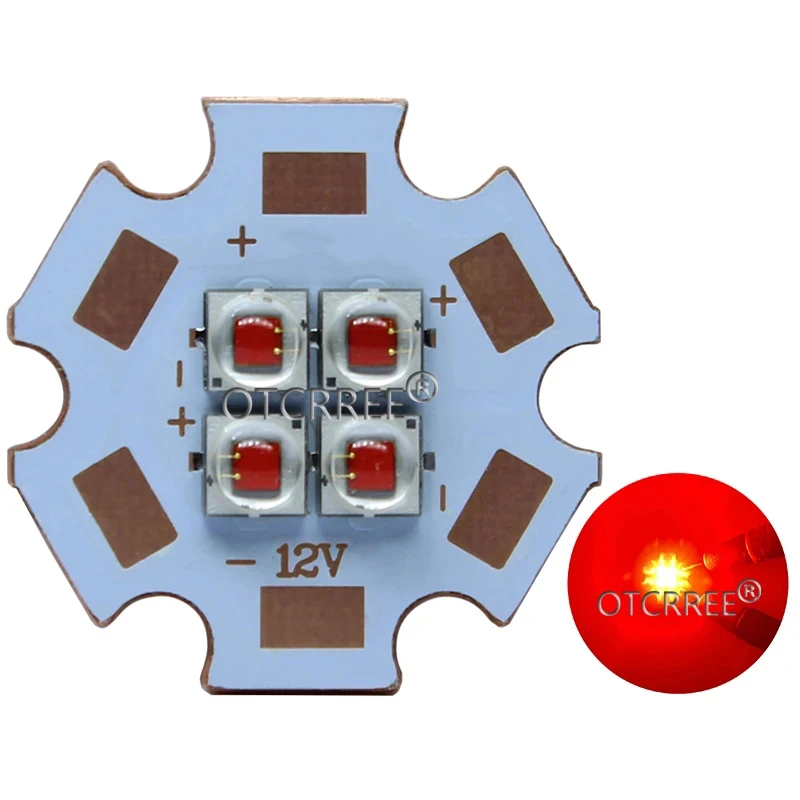 XPE2 XP-E2 4Chips 4LED 3V6V12V 10W12W Cool Neutral Warm White Red Blue Green HighPower LED Emitter Diode on 20mm Copper PCB