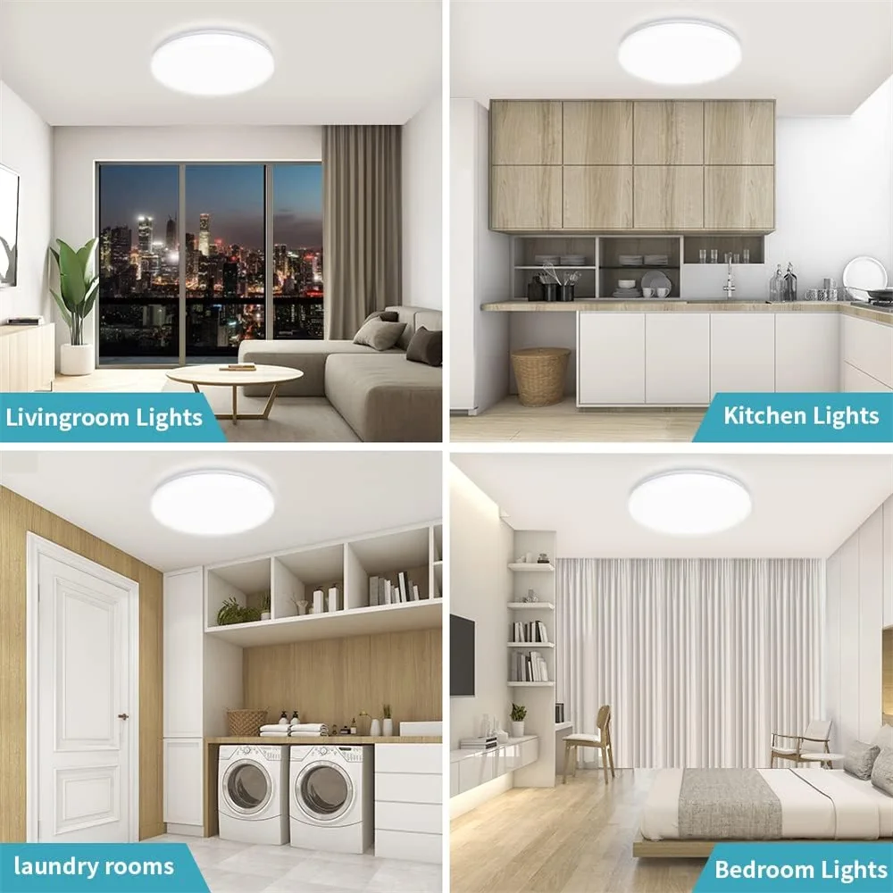 Modern Round LED Ceiling Light 40W Decorative Home Lighting Fixture for Living Room Bedroom Indoor Kitchen