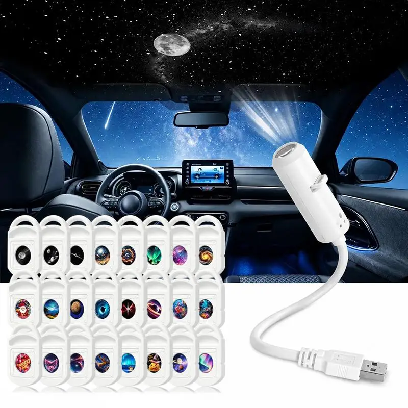 (Ce14)USB Galaxy Projector Night Light 360° Rotate LED Starry Sky Ambient Lamp For Party Home Decoration