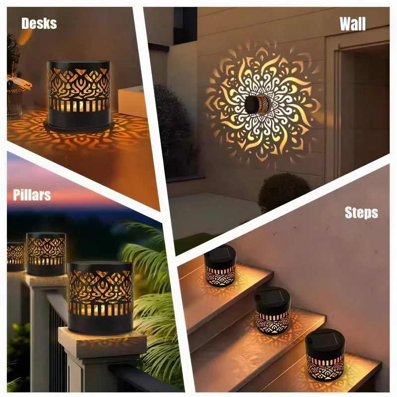 1/2PCS Solar Mandala Wall Lamp Outdoor LED Waterproof Light for Garden Lawn Porch Courtyard Decoration Wall Lamp Night Light