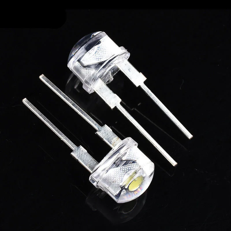 20PCS 100PCS LED 8mm Straw Hat Lamp Bead Are White Cold Light 0.5W 0.75W Big Chips F8MM High Power Hat Light-emitting Diode
