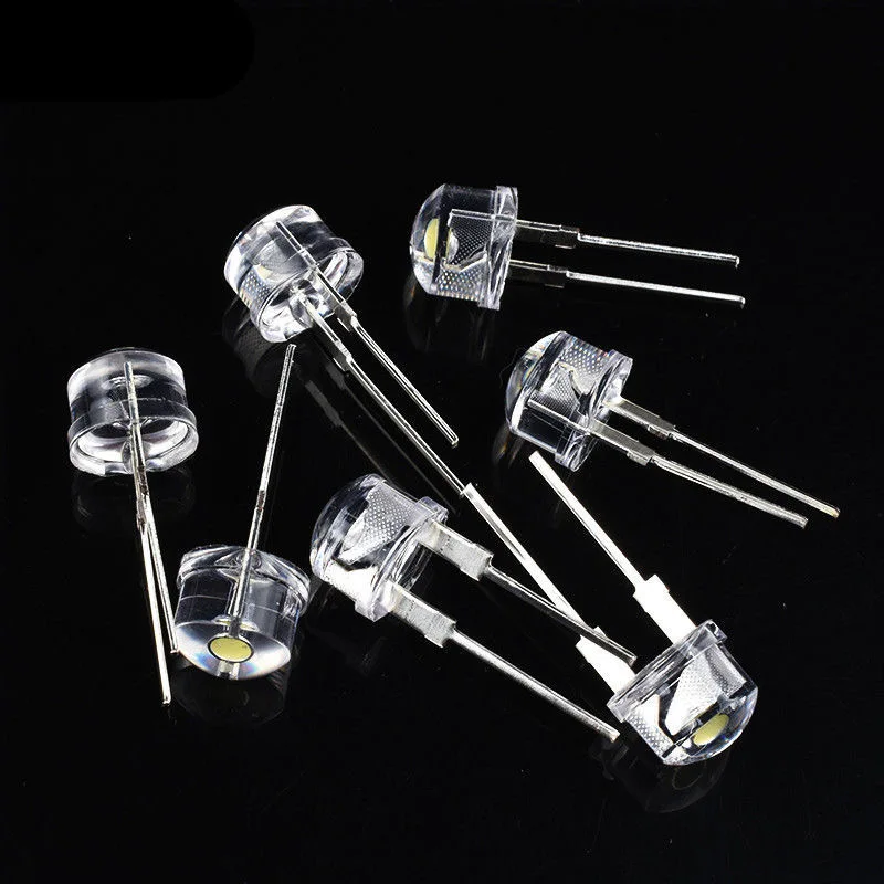 20PCS 100PCS LED 8mm Straw Hat Lamp Bead Are White Cold Light 0.5W 0.75W Big Chips F8MM High Power Hat Light-emitting Diode