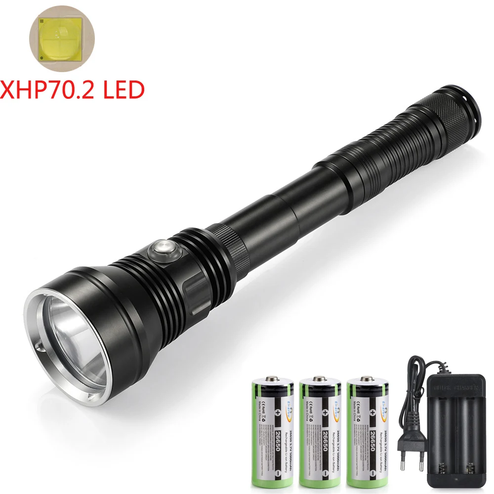 New 6000 Lumen XHP70.2 LED Yellow/White Light Diving Flashlight Professional Underwater 150M Waterproof Torch Outdoor Dive Lamp