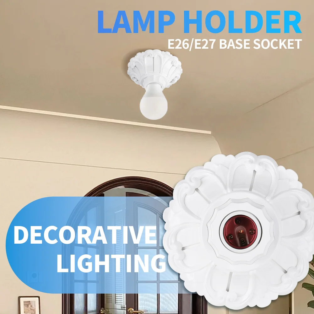 1/2pcs E/26E27 Petal-Shaped Pendant Lamp Holders - Minimalist Black/White Fixed Base Socket