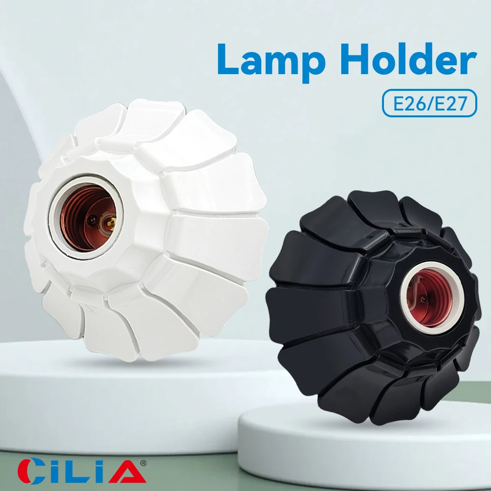 1/2pcs E/26E27 Petal-Shaped Pendant Lamp Holders - Minimalist Black/White Fixed Base Socket