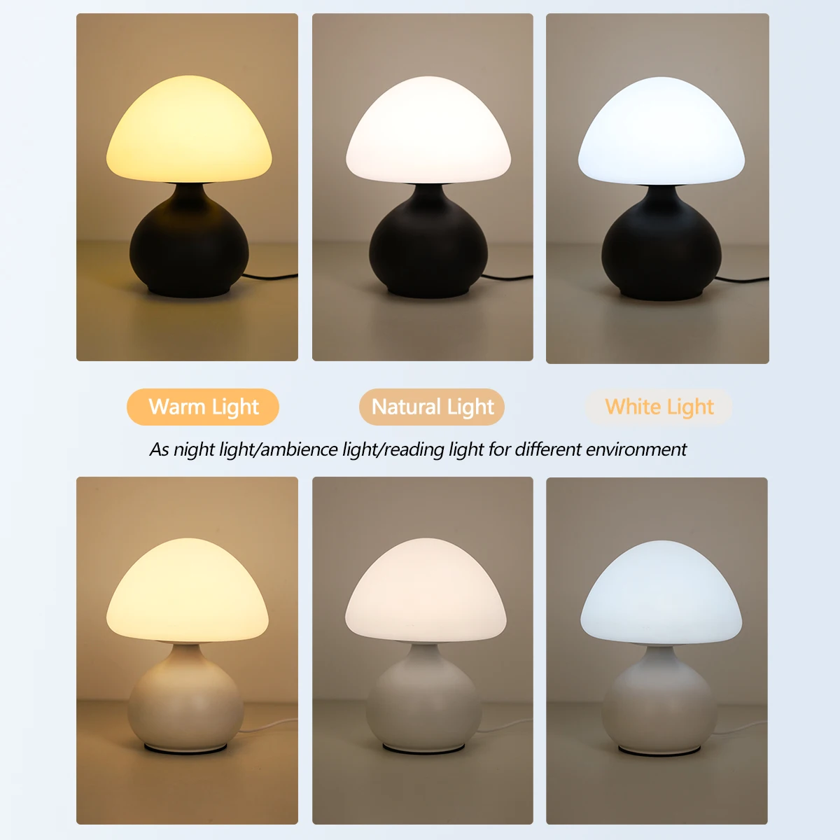 Modern Minimalist Mushroom Table Lamp with Three Color Switching and Infinite Dimming for Home Decoration Atmosphere Table Lamp