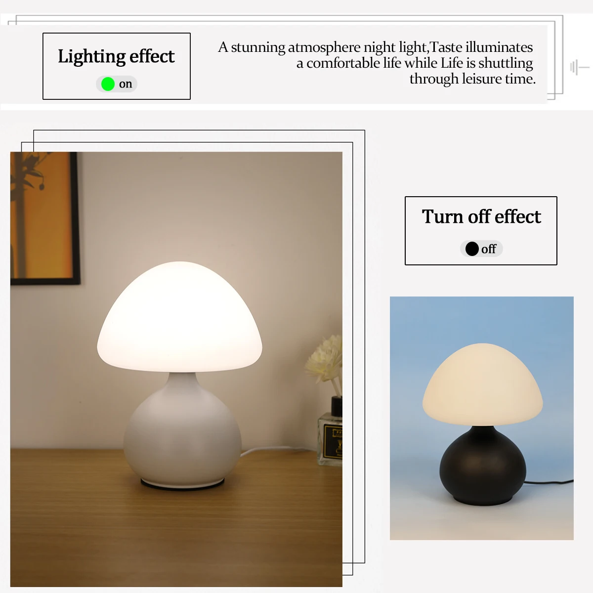 Modern Minimalist Mushroom Table Lamp with Three Color Switching and Infinite Dimming for Home Decoration Atmosphere Table Lamp