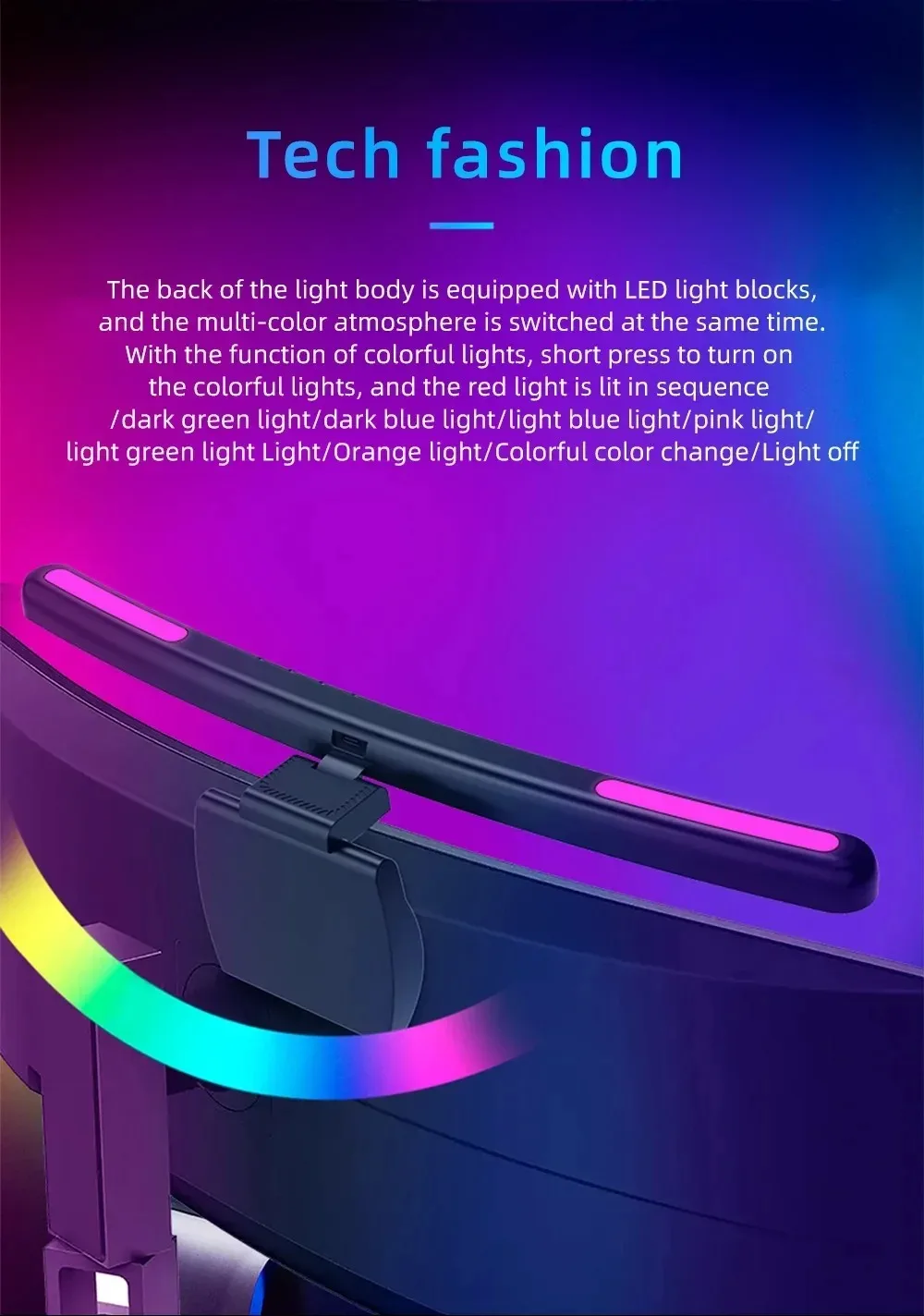 Monitor Light Bar Straight/Curved with RGB Backlight Computer Screen Lamp Eye Caring Touch Atmosphere Lights For Gaming Room