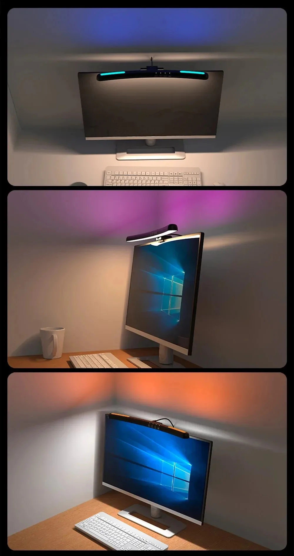 Monitor Light Bar Straight/Curved with RGB Backlight Computer Screen Lamp Eye Caring Touch Atmosphere Lights For Gaming Room