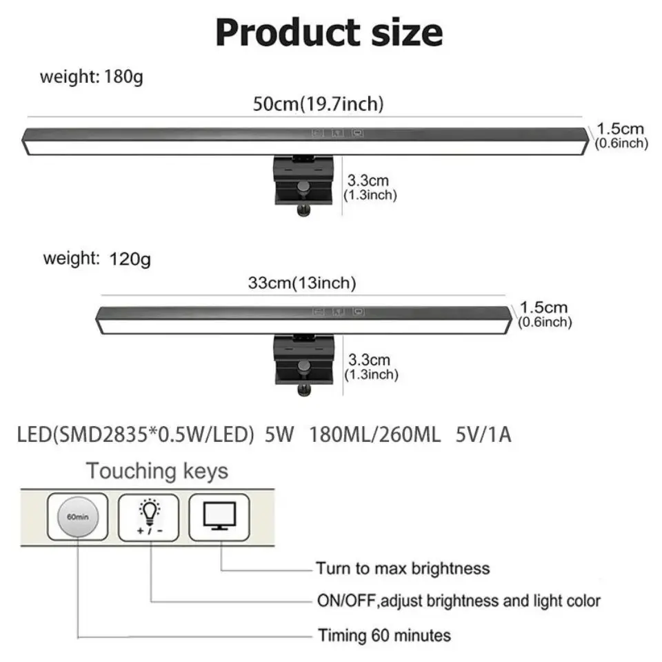 Monitor Light Bar Straight/Curved with RGB Backlight Computer Screen Lamp Eye Caring Touch Atmosphere Lights For Gaming Room