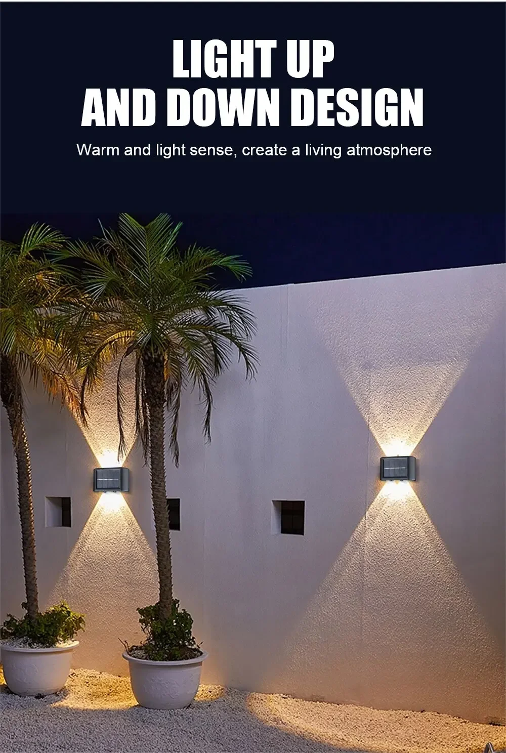 Solar LED Light Outdoor Solar Lighting Lamp Streetlights Exterior Decoration Garland Waterproof Solar Garden Light Wall Light