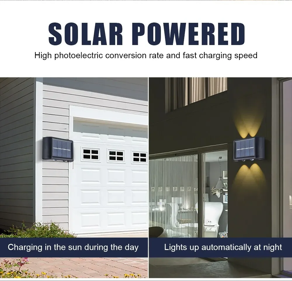 Solar LED Light Outdoor Solar Lighting Lamp Streetlights Exterior Decoration Garland Waterproof Solar Garden Light Wall Light