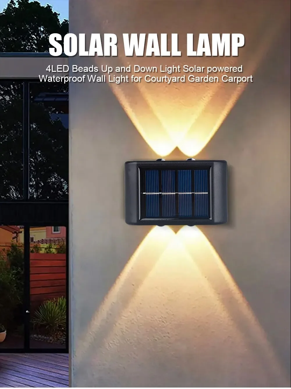 Solar LED Light Outdoor Solar Lighting Lamp Streetlights Exterior Decoration Garland Waterproof Solar Garden Light Wall Light