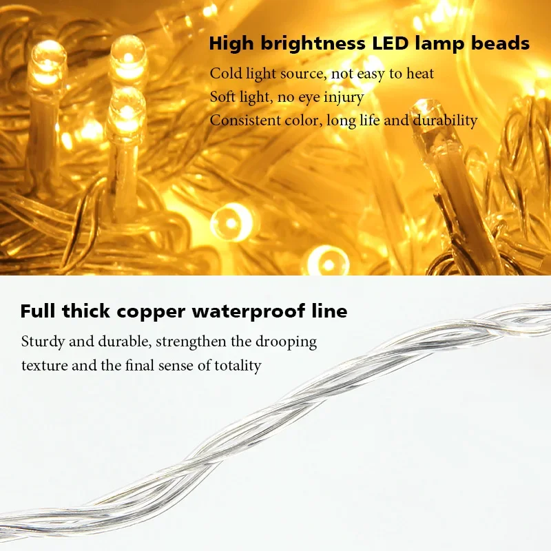 holiday Led christmas lights outdoor 20M 10M led string lights decoration for party holiday wedding Garland