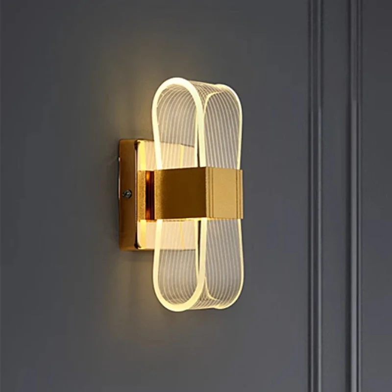 Nordic Luxury Wall Lamp LED Bedside Lamp Aluminum Wall Light Modern Living Room Background Wall Decorative Light