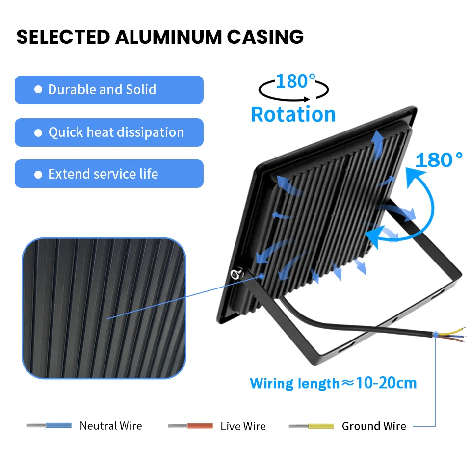 LED Floodlights 10W 20W 30W 50W 100W 200W Flood Light AC220V/110V Waterproof Outdoor Wall Garden Spotlight Reflector Focus Lamps