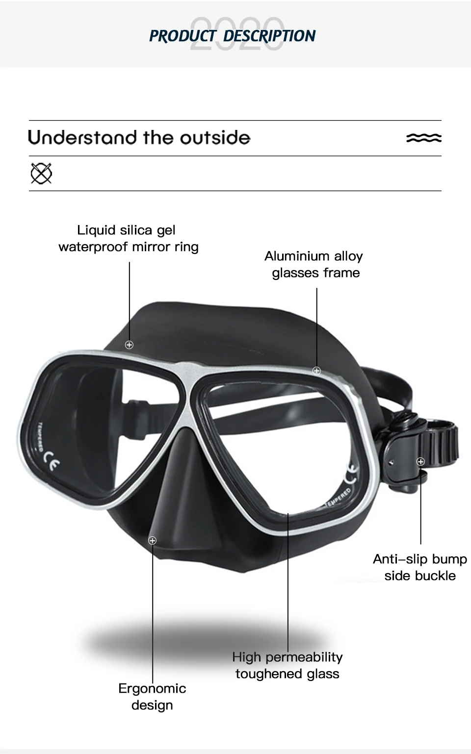 Apollo Similar Alloy Frame Free Diving Masks Swimming Glasses Low Volume 65cc Scuba diving Mask Snorkeling Wet Tube Equipment