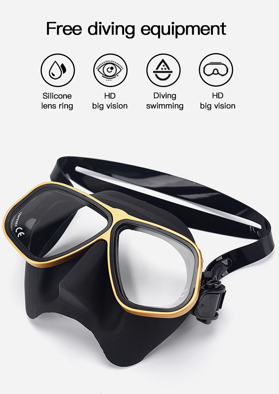 Apollo Similar Alloy Frame Free Diving Masks Swimming Glasses Low Volume 65cc Scuba diving Mask Snorkeling Wet Tube Equipment