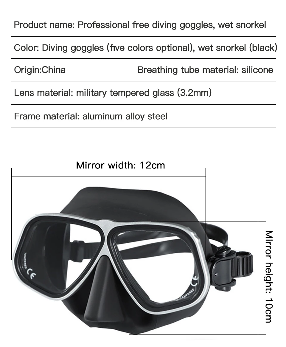 Apollo Similar Alloy Frame Free Diving Masks Swimming Glasses Low Volume 65cc Scuba diving Mask Snorkeling Wet Tube Equipment