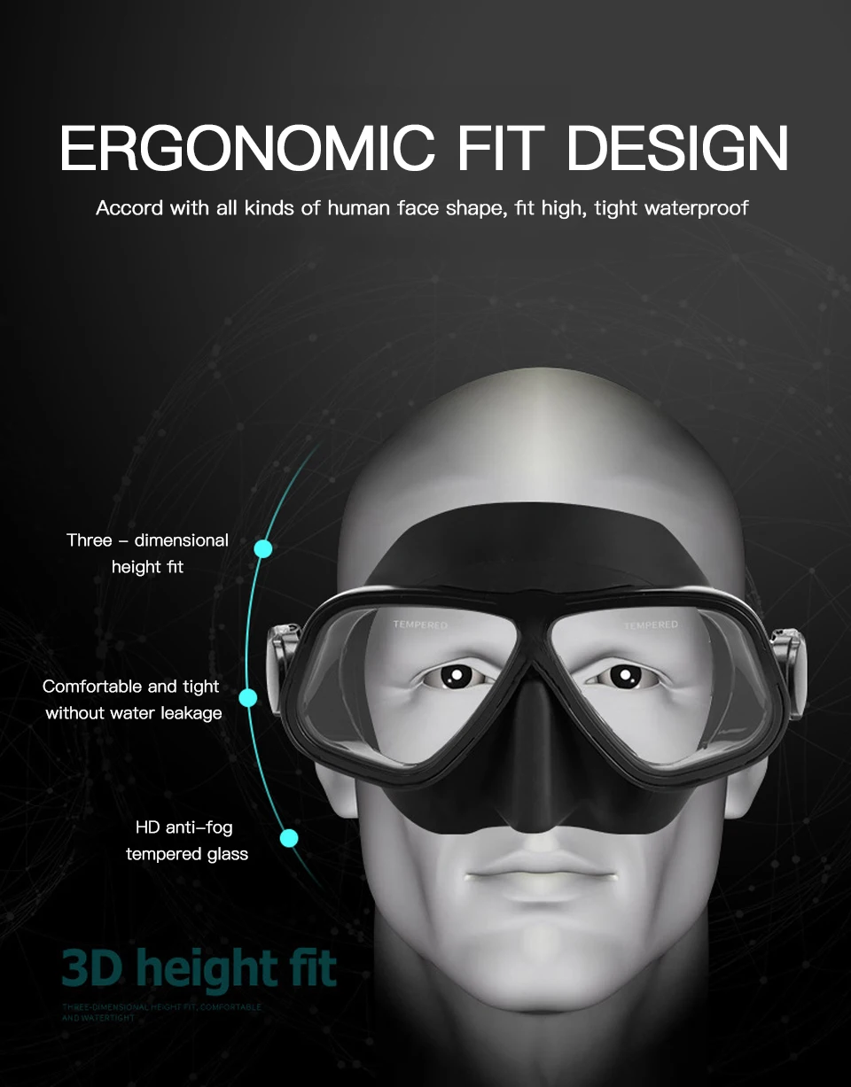 Apollo Similar Alloy Frame Free Diving Masks Swimming Glasses Low Volume 65cc Scuba diving Mask Snorkeling Wet Tube Equipment