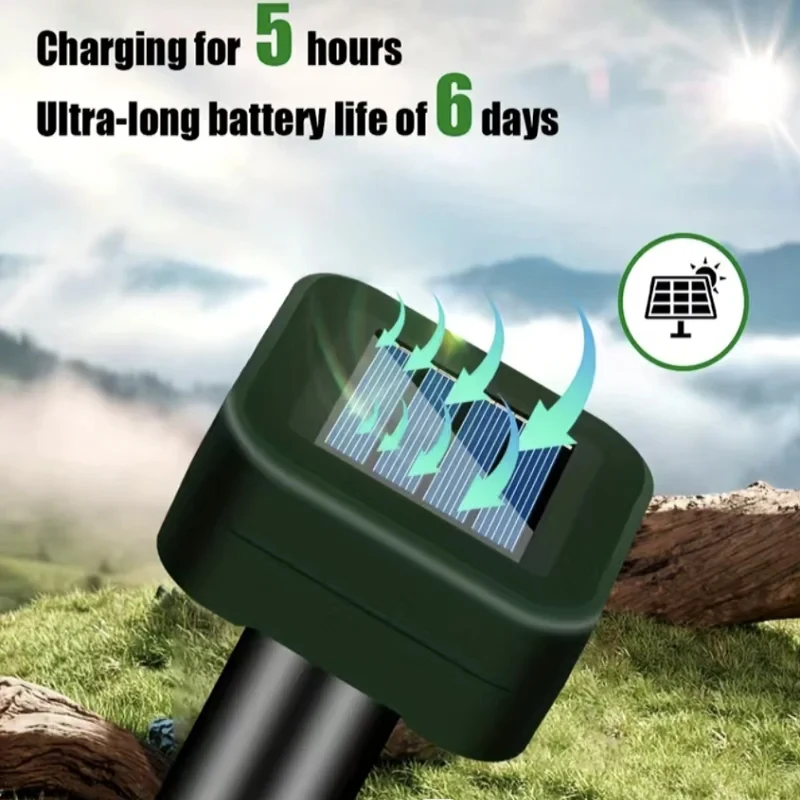 2Pcs Solar Outdoor Mole Groundhog Repellent Stakes Ultrasonic Gopher Repeller Vole Deterrent Waterproof Sonic Repellent Spikes