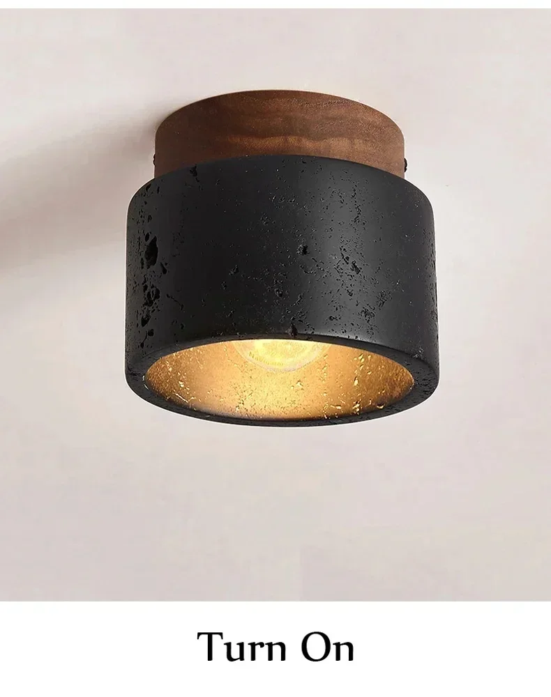 Wabi-sabi Ceiling Lamp Black Cave Stone Porch Balcony Light Northern Europe Ceiling Chandelier for Home Corridor Decoration