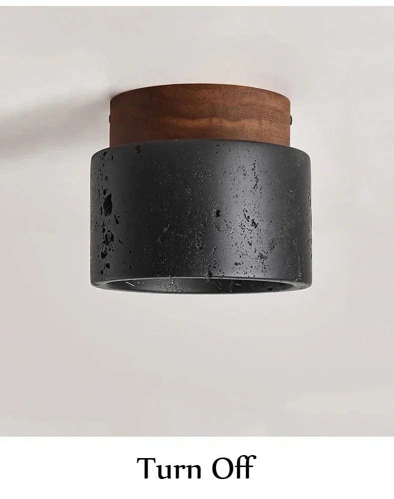 Wabi-sabi Ceiling Lamp Black Cave Stone Porch Balcony Light Northern Europe Ceiling Chandelier for Home Corridor Decoration