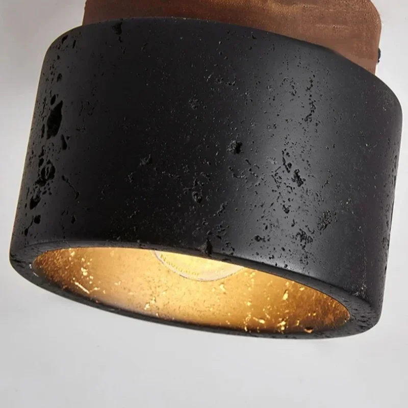 Wabi-sabi Ceiling Lamp Black Cave Stone Porch Balcony Light Northern Europe Ceiling Chandelier for Home Corridor Decoration