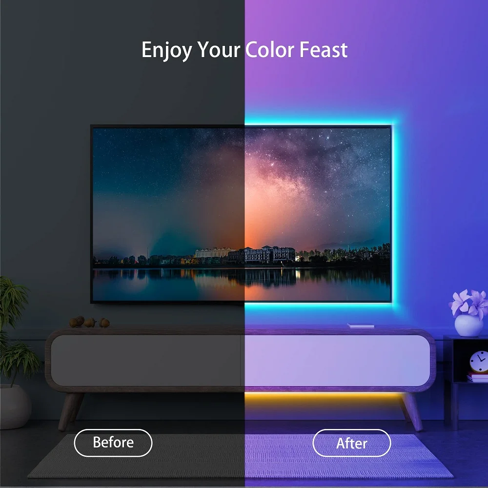 LED Strip Lights APP Control RGB 3535 1M-15M Music Sync 16 Million Colors 5V Low Voltage for TV Backlight Room Decoration