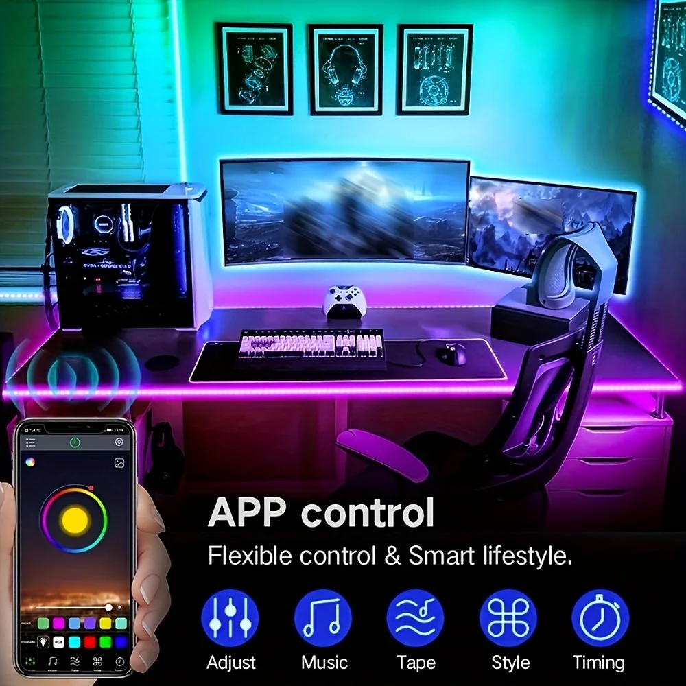 LED Strip Lights APP Control RGB 3535 1M-15M Music Sync 16 Million Colors 5V Low Voltage for TV Backlight Room Decoration