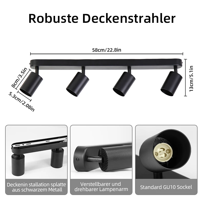 GU10 LED Track Light Spotlight 110-220V Suit Ceiling Lamp GU10 3 Color COB Spot Lights For Kitchen Commercial Living Room Home