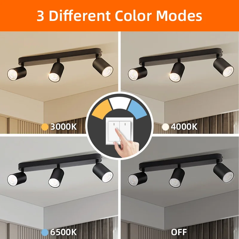GU10 LED Track Light Spotlight 110-220V Suit Ceiling Lamp GU10 3 Color COB Spot Lights For Kitchen Commercial Living Room Home